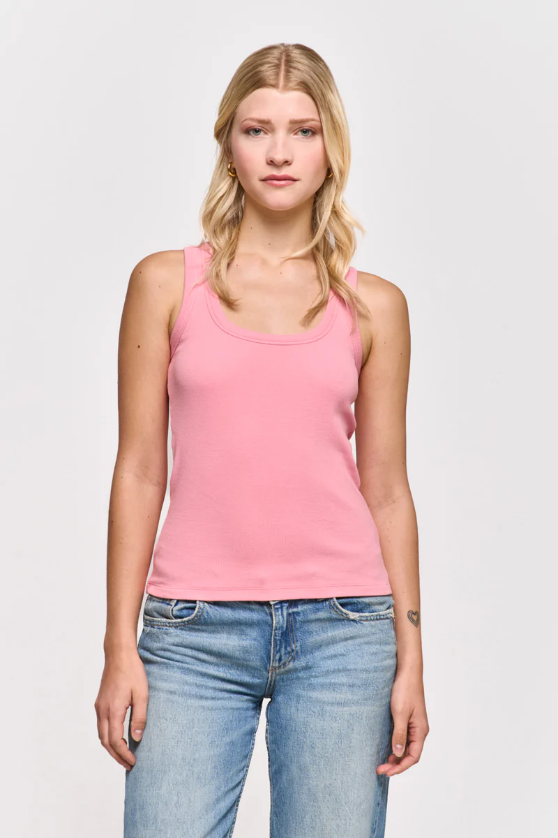Basic Geripptes Top in Pink - Image 10