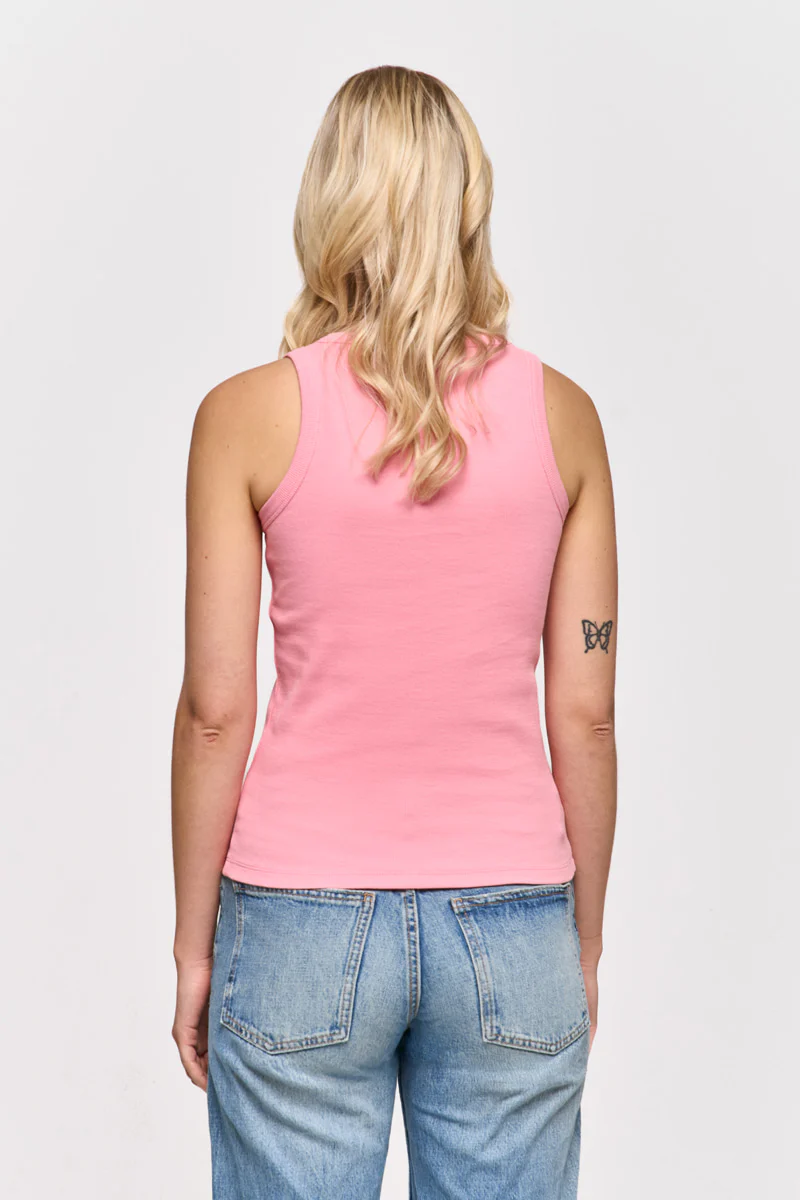 Basic Geripptes Top in Pink - Image 12