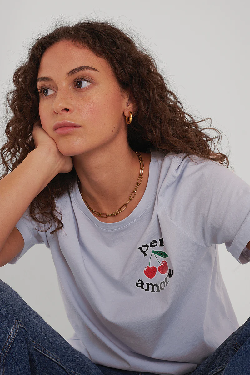 Blaues T-Shirt Per Amore mit Kirschen - Image 4