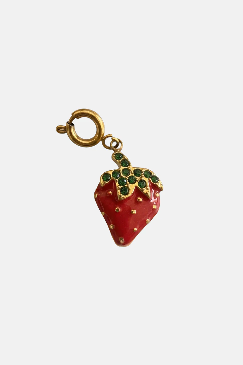 Erdbeere Charm mit Zirkoniasteinen