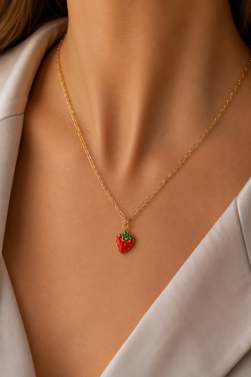 Erdbeere Charm mit Zirkoniasteinen - Image 5