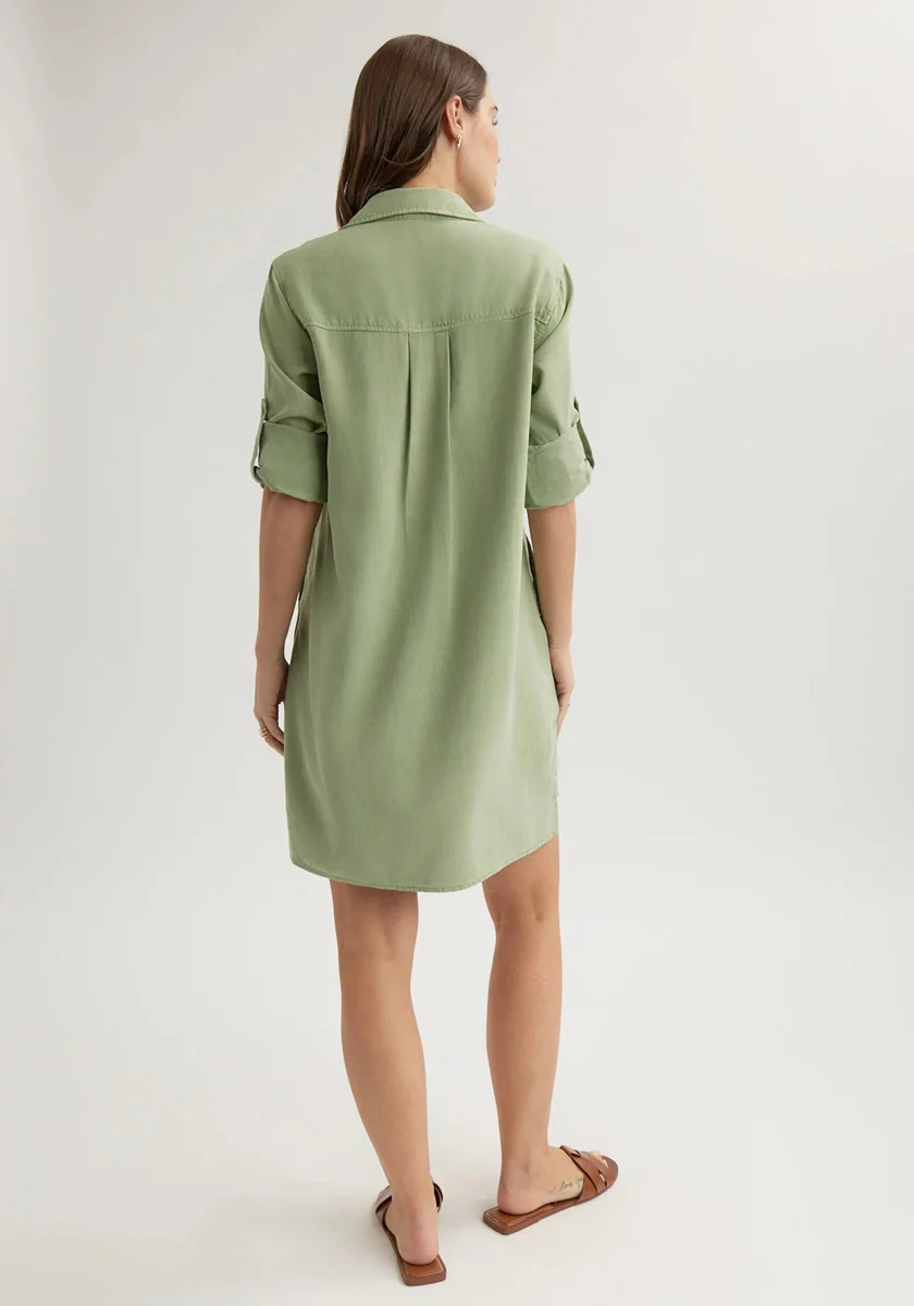 Grünes Hemdblusenkleid in A-Linie - Image 3