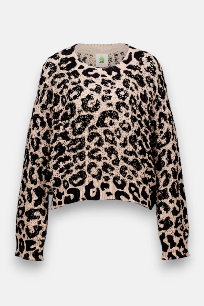 Häkelpullover mit Leo-Print - Image 2