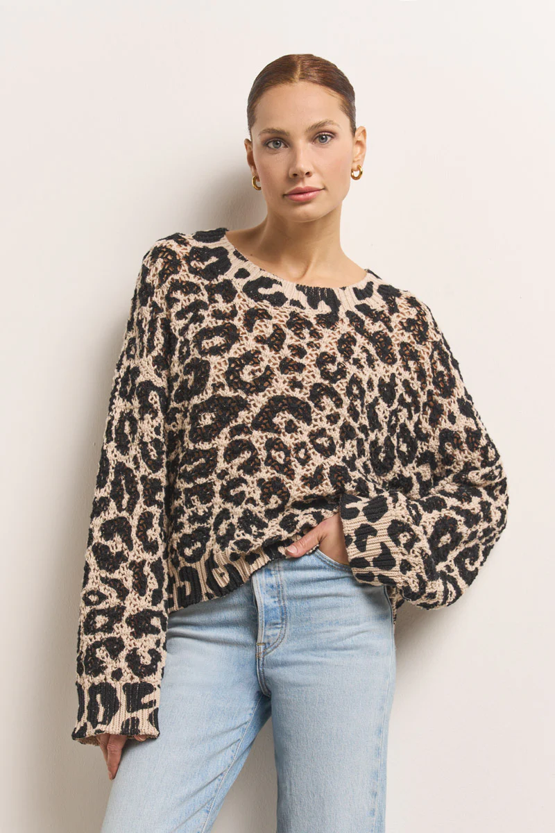 Häkelpullover mit Leo-Print - Image 3