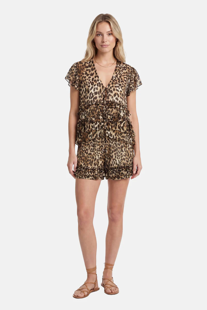 Kurzärmelige Leo-Bluse mit Rüschen - Image 3