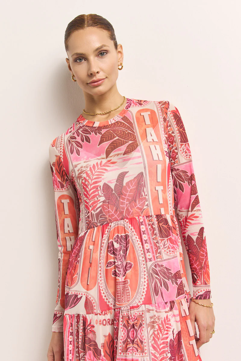 Langärmeliges Mesh-Midikleid Tahiti - Image 4