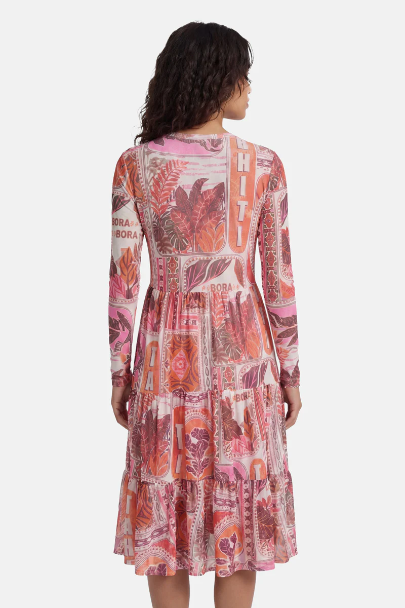 Langärmeliges Mesh-Midikleid Tahiti - Image 8