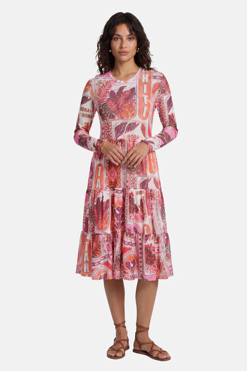 Langärmeliges Mesh-Midikleid Tahiti - Image 9