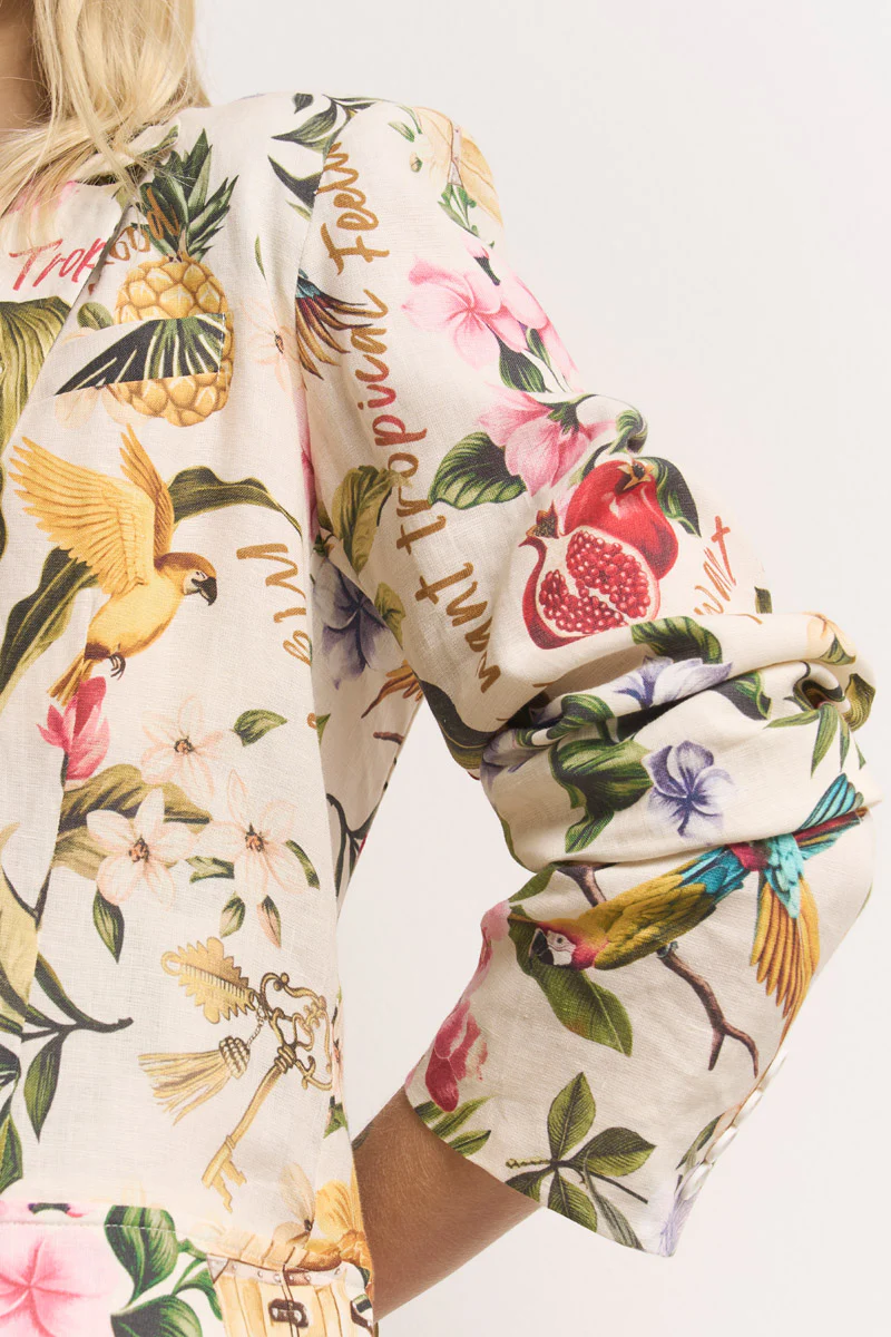 Leinenblazer mit Tropical-Print - Image 3