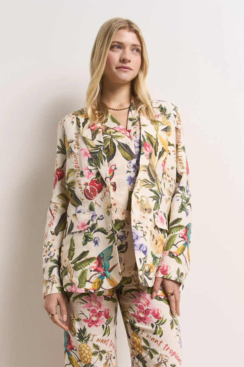 Leinenblazer mit Tropical-Print - Image 7