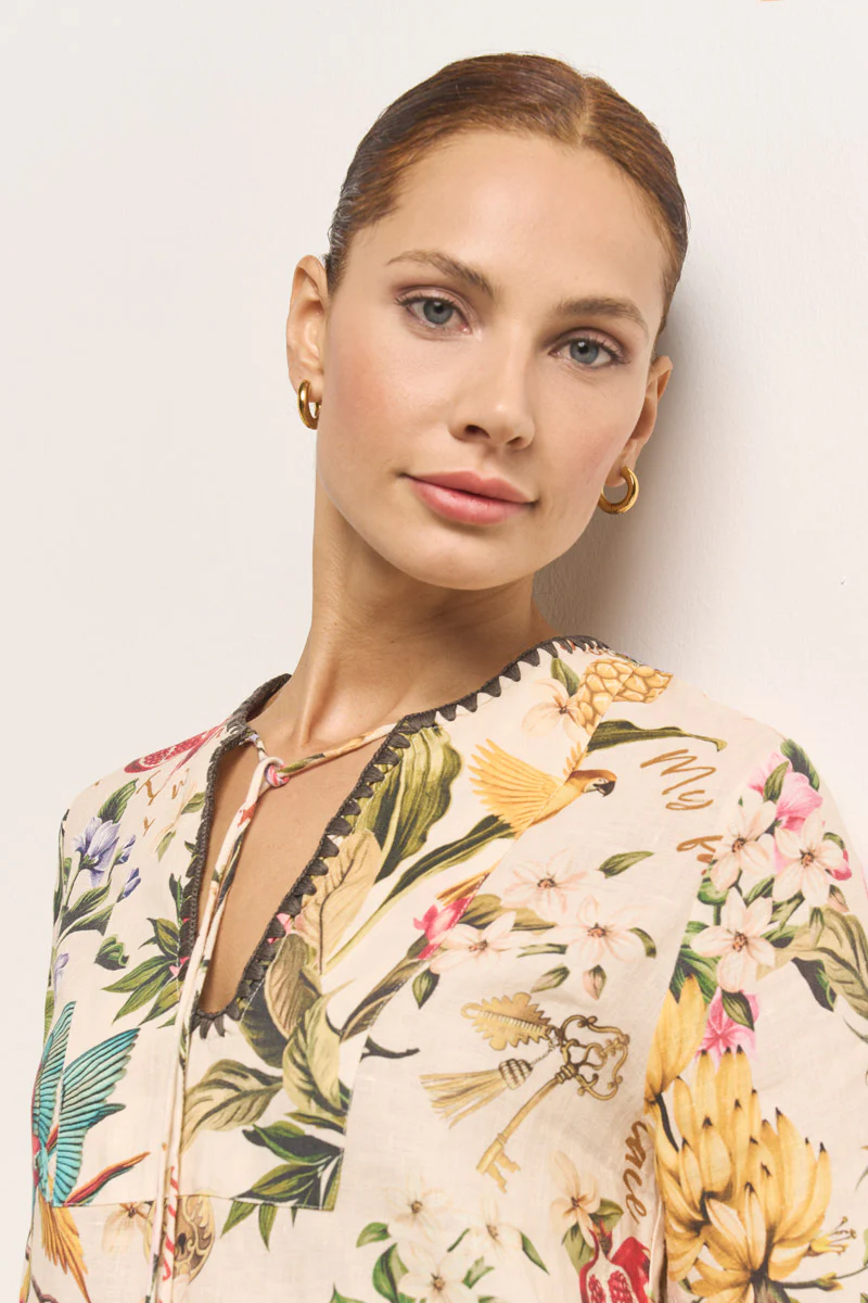 Leinentunika mit Tropical-Print - Image 6