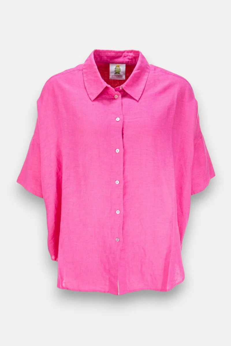 Oversize Leinenbluse in hot pink - Image 2