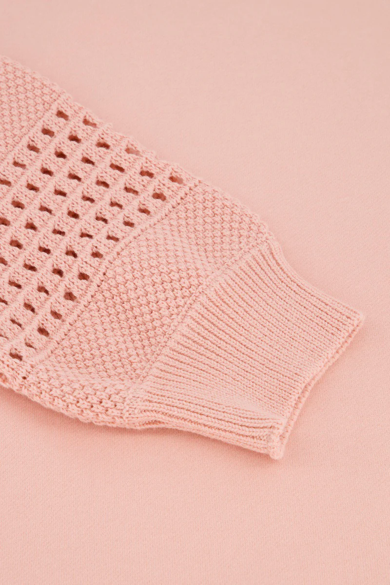 Rosa Sweatpulli 3/4-Arm im Strick-Sweat-Mix - Image 3