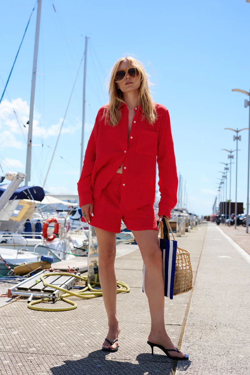 Rote Hemdbluse aus Musselin - Image 3
