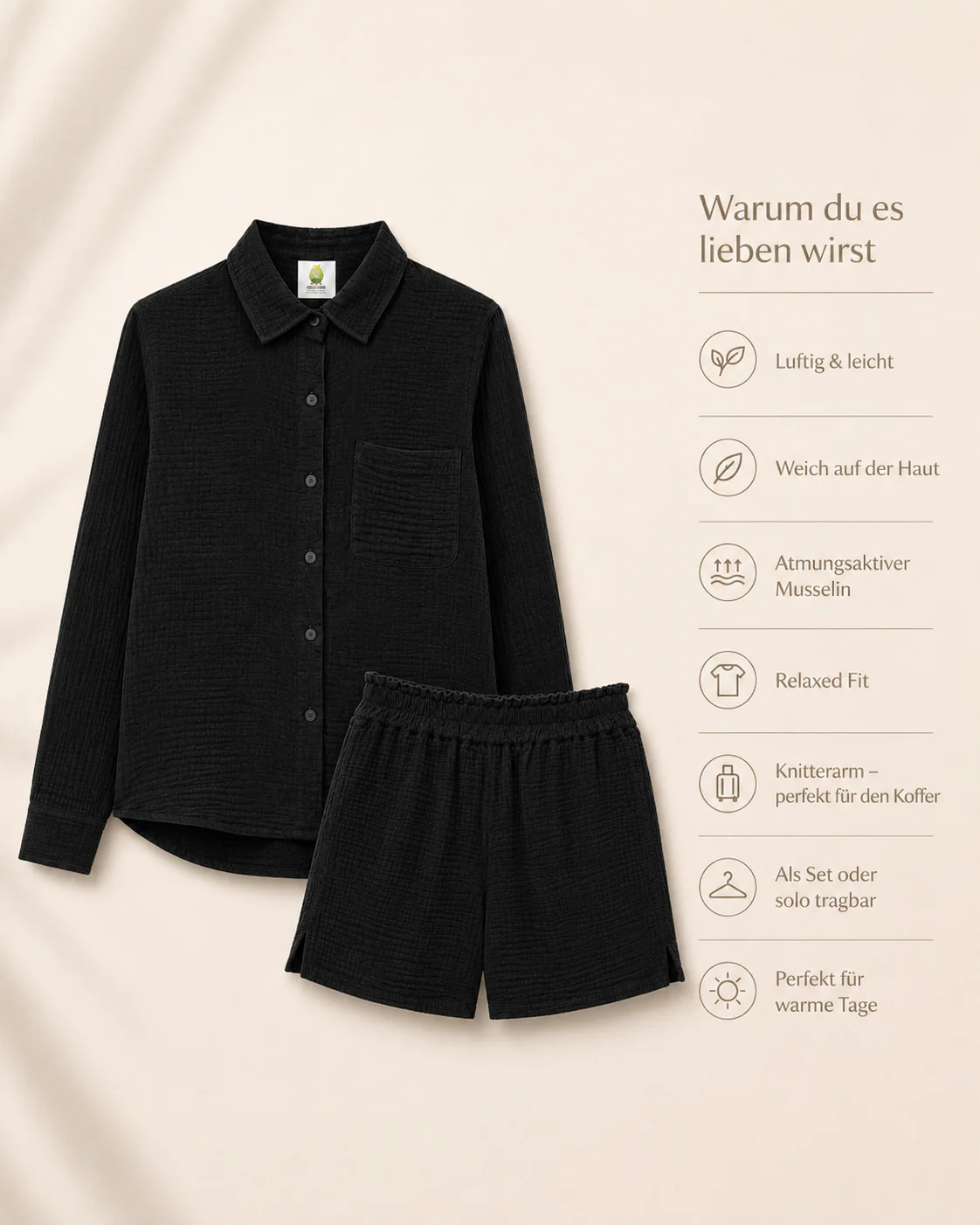 Schwarze Shorts aus Musselin - Image 11