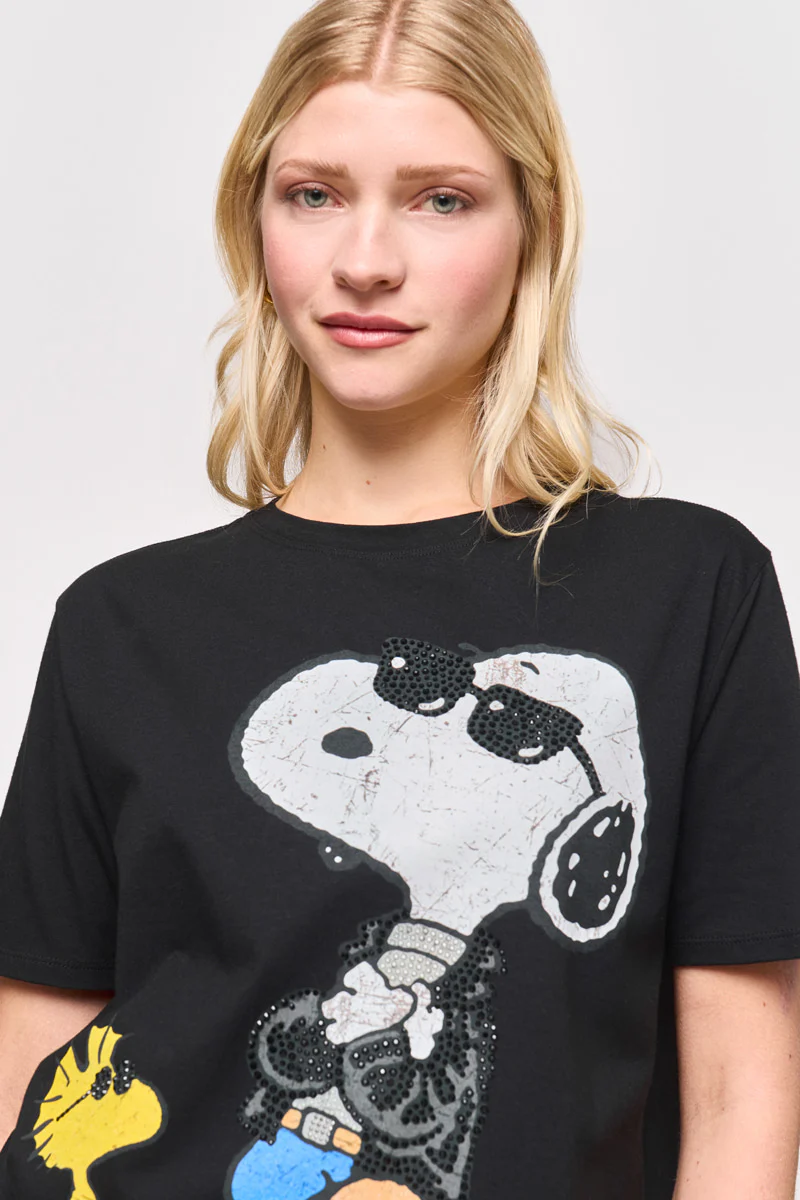 Schwarzes T-Shirt Snoopy Biker - Image 7