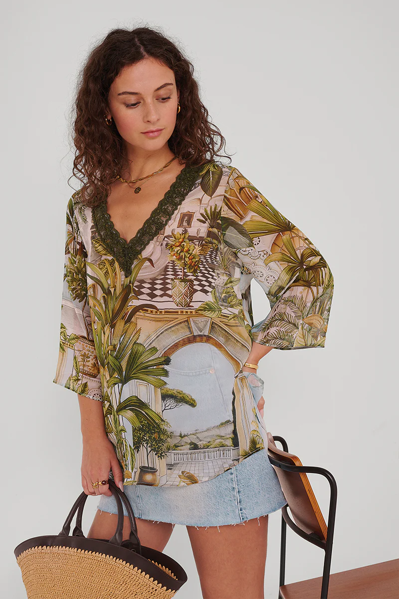 Seidenbluse Safari mit Spitzenborte - Image 10