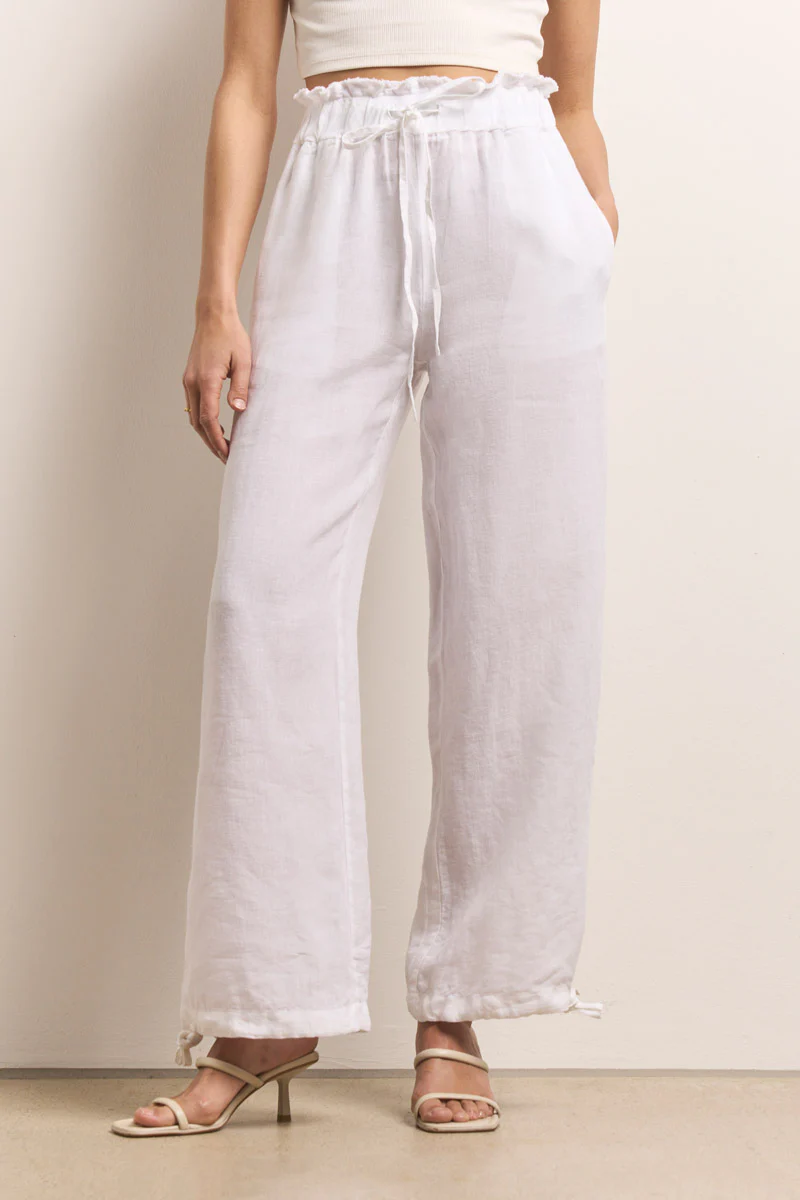 Weisse Leinenhose mit Kordelzug - Image 3