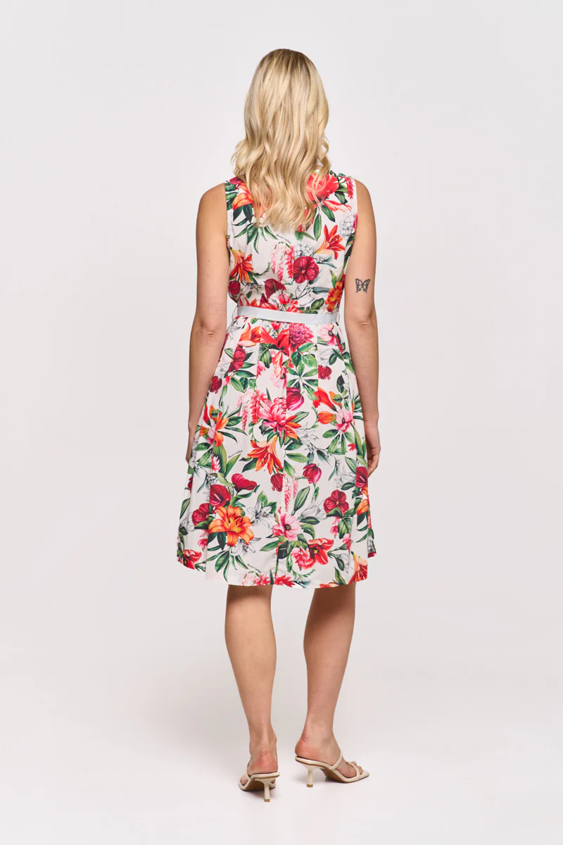 Weisses ärmelloses Midikleid mit roten Blumen - Image 6