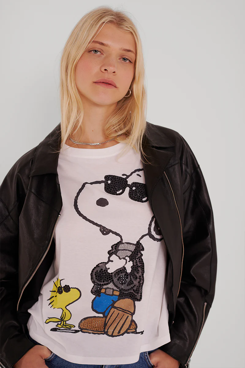 Weisses T-Shirt Snoopy Biker - Image 3
