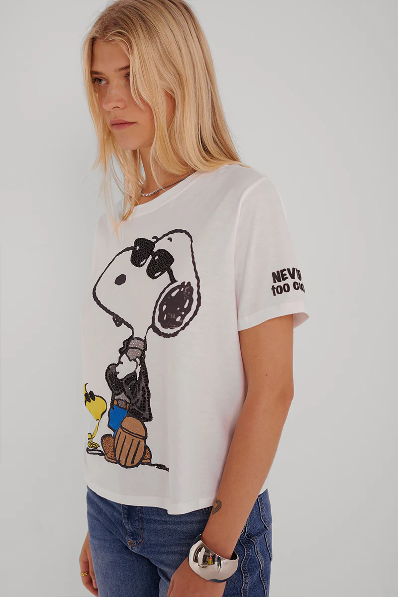 Weisses T-Shirt Snoopy Biker - Image 4