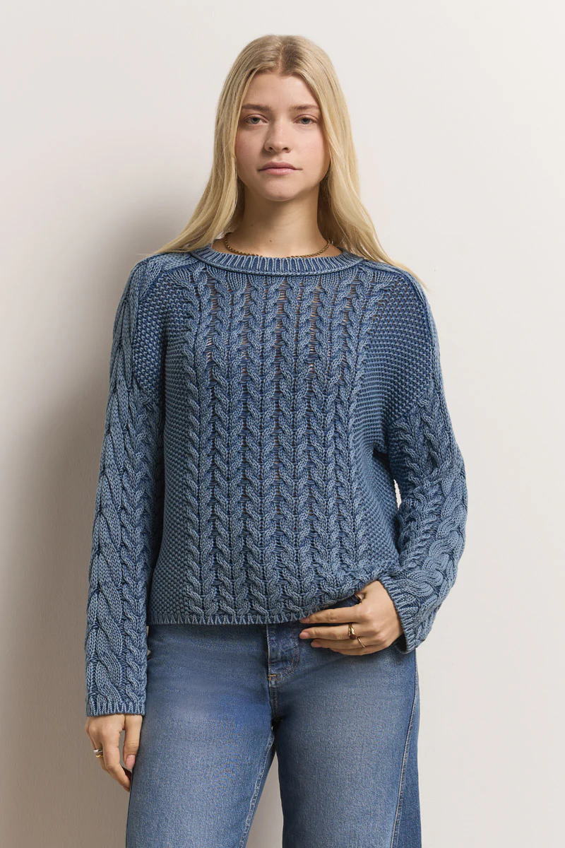 Zopfstrickpullover mit Stone-Wash-Effekt - Image 3