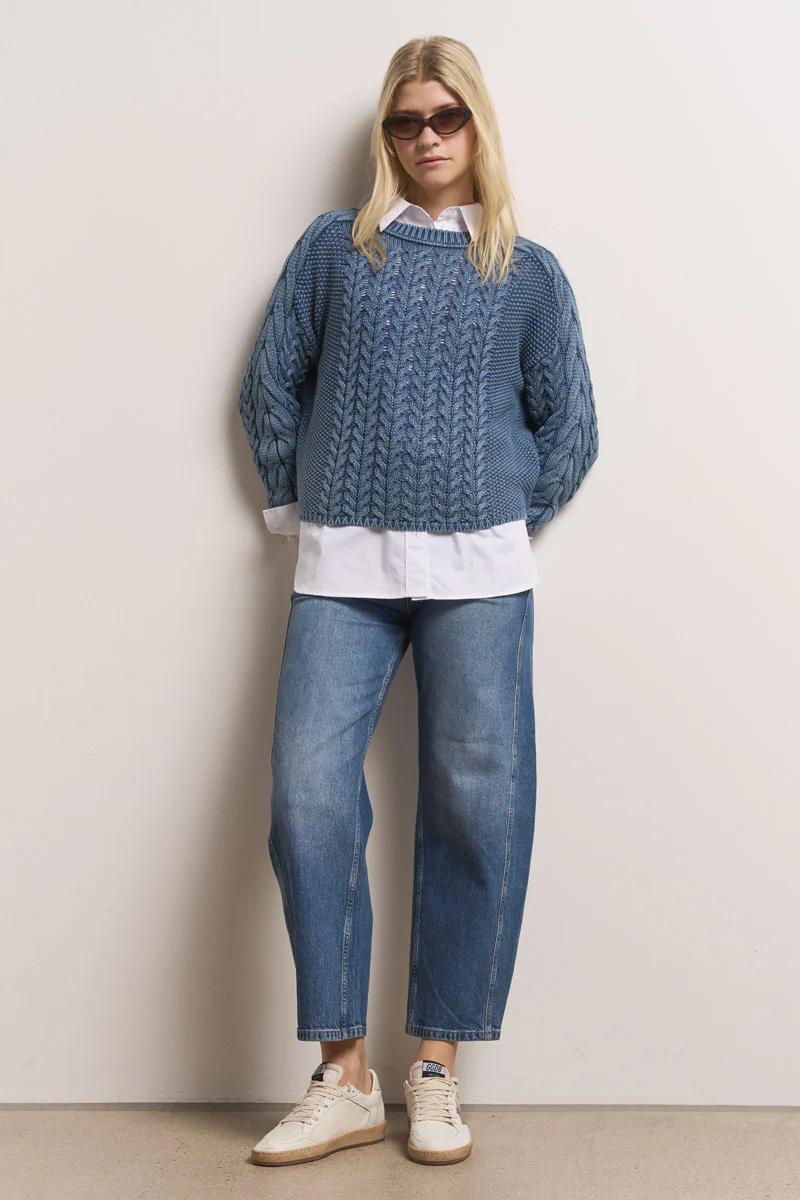 Zopfstrickpullover mit Stone-Wash-Effekt - Image 5